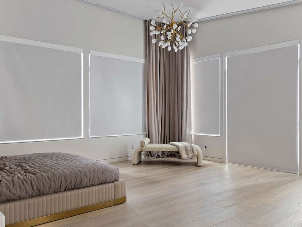 SWC Blackout Roller Shades in Bedroom